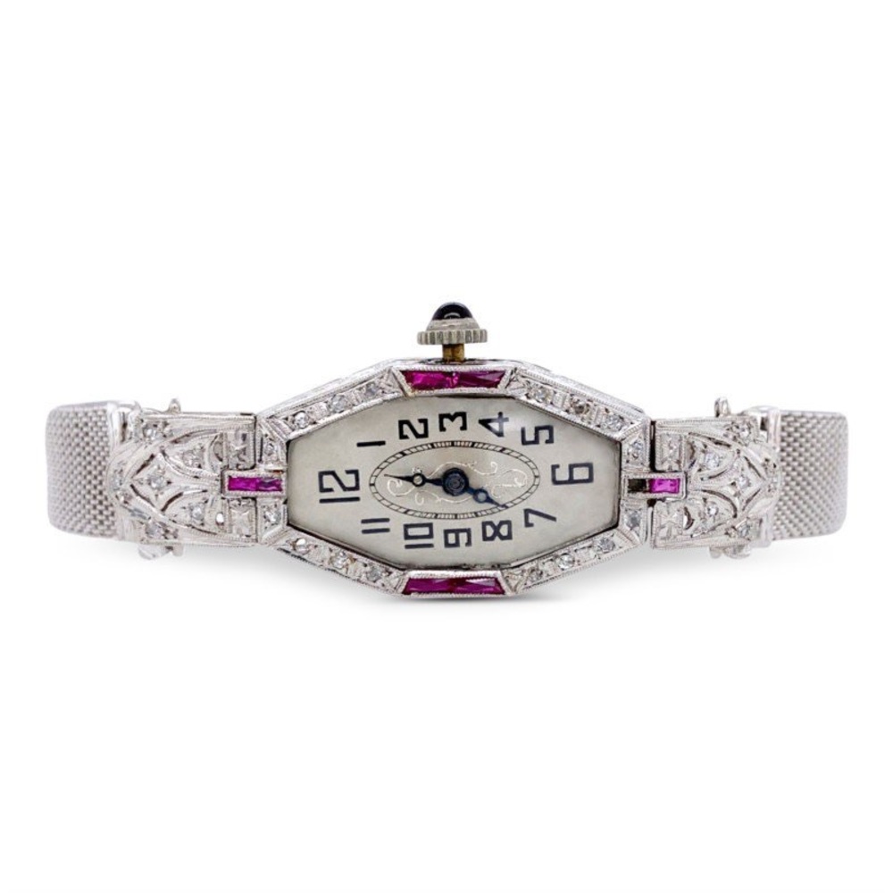 Designs Ladies Art Deco Platinum Diamond & Ruby